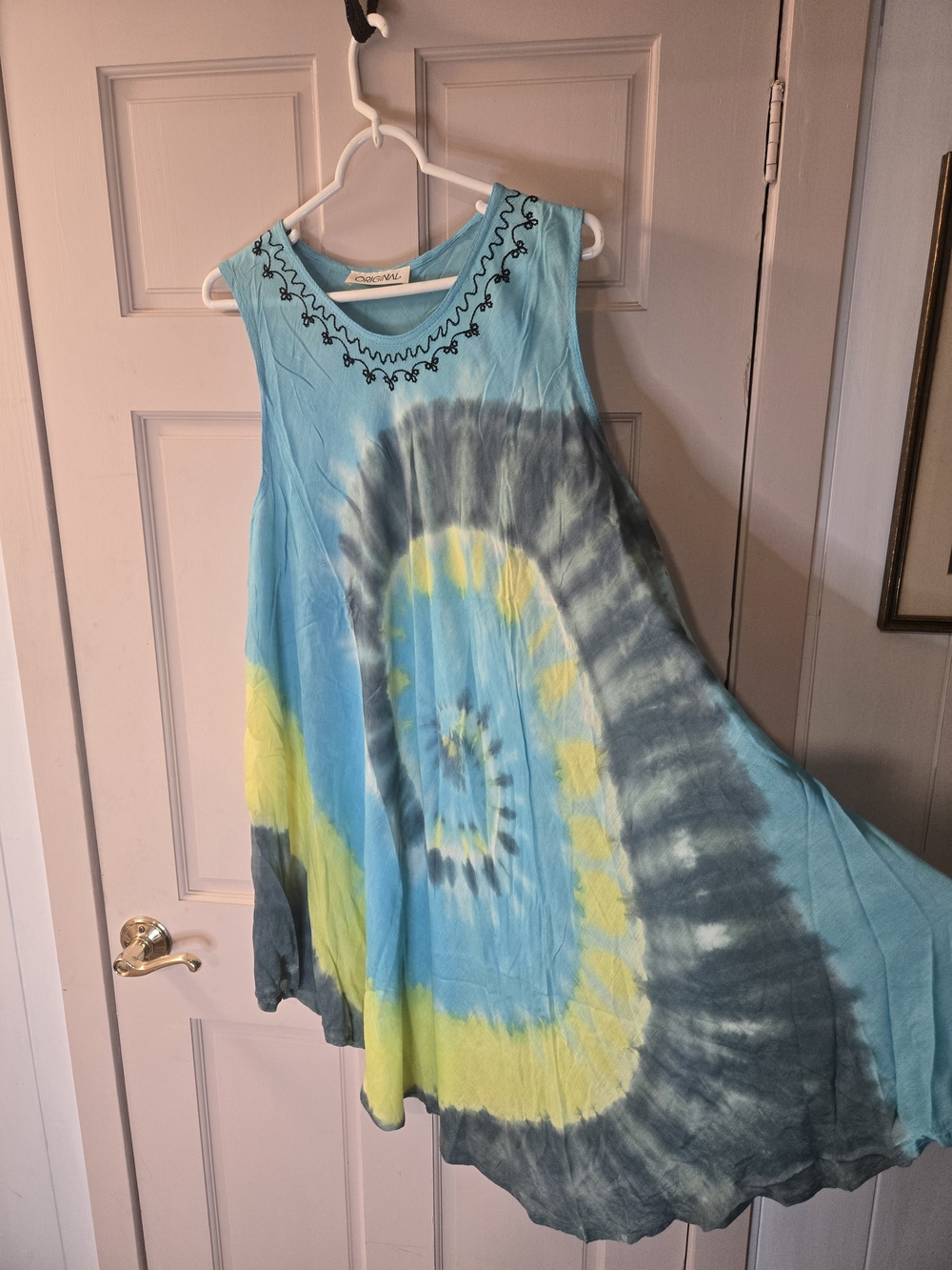 Blue & Yellow Tie-Dye Swing Tank Dress One Size